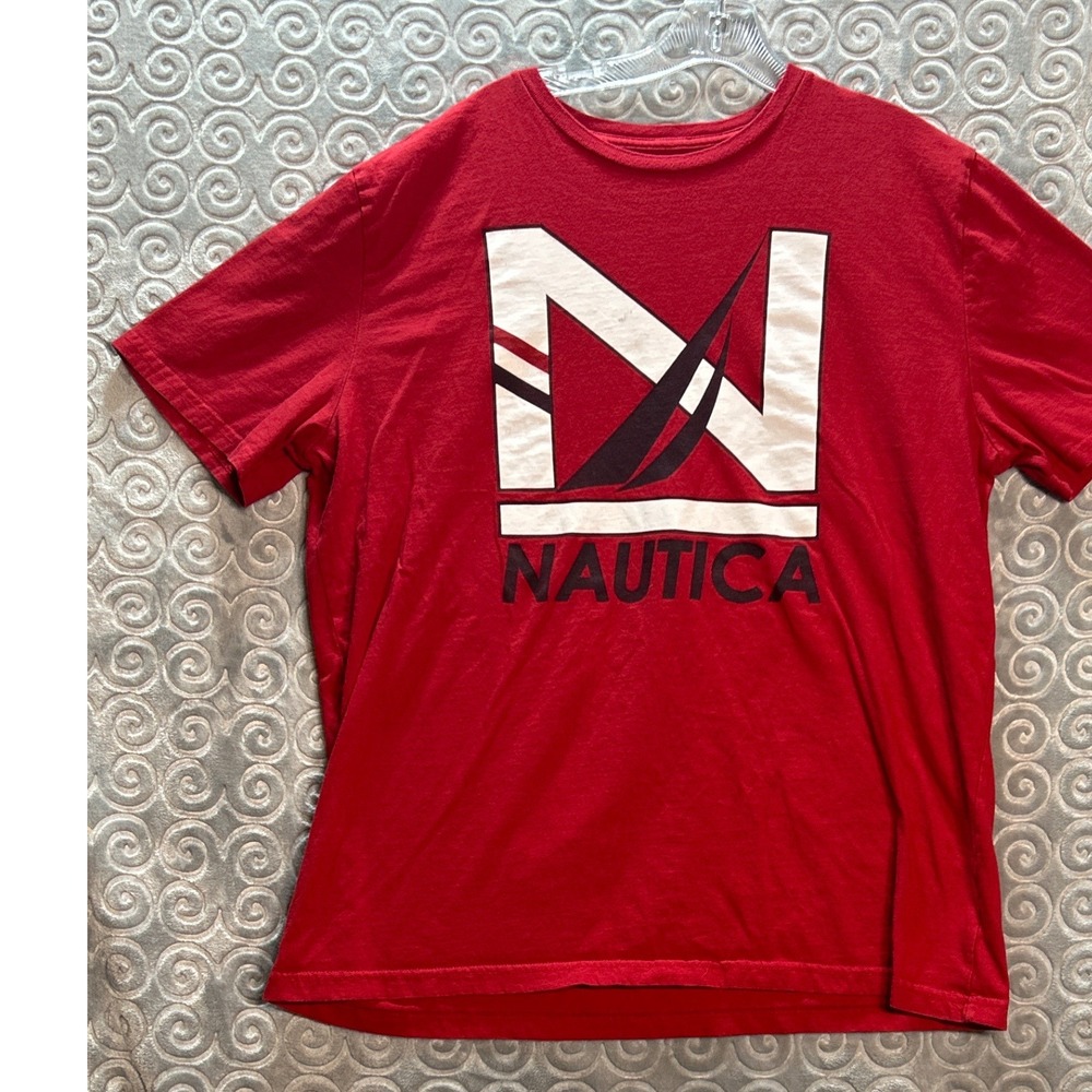 Nautica Red Graphic T Shirt XL Cotton Logo Tee Mens Casual Everyday Comfort
